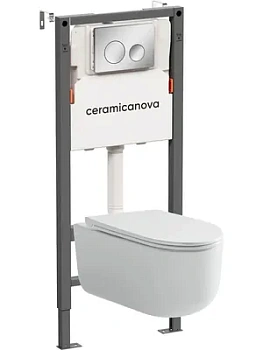 Комплект Подвесной унитаз Ulma Rimless+Система инсталляции кнопка Circle, хром глянцевый CN4006_121001CH