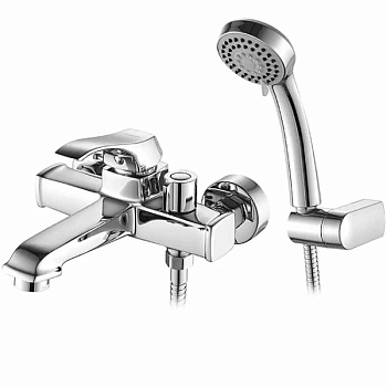 Смеситель Ledeme Н42 настенный, для ванны и душа, однозахватный, с душевой лейкой, хром L3242