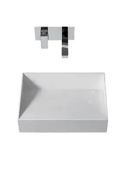 Раковина накладная ABBER (600х350х120) искусственный камень, белый матовый AS2623