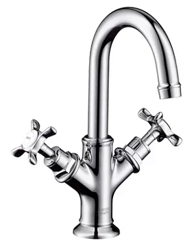 Смеситель Axor 16505 для умывальника двухзахватный, донный клапан, поворотный излив 117 мм