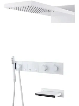 Душевая система Boheme 133-2-MW встраиваемая, термостат, излив, верхний/ручной душ, белый мат