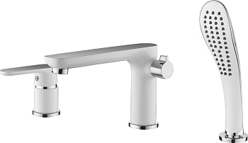 Смеситель Ledeme на борт ванны, с душевой лейкой, однозахватный, белый/хром L1153W