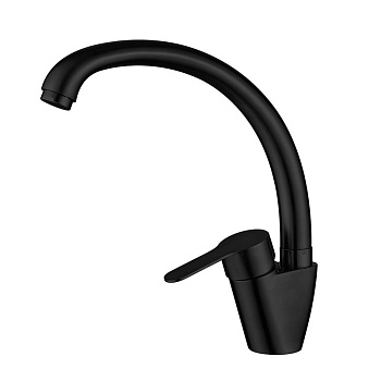 Смеситель Ledeme Н703 для кухни, поворотный излив, однозахватный, черный матовый L75903B