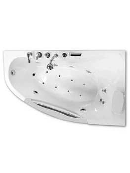 Акриловая ванна Gemy (1610х960) гидромассаж, вставка из прозрачного стекла, правая G9046 K R