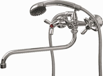 Смеситель Ledemе Н12 настенный, для ванны и душа, с душевой лейкой, двухзахватный, хром L2112