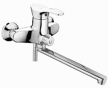 Смеситель Ledeme Н01 настенный, для ванны и душа, с душевой лейкой, однозахватный, хром L2201