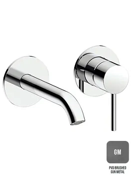 Смеситель для раковины Almar настенный, излив 160-185, с регулируемым углом аэратора, цвет оружейный металл брашированный E210054.GM