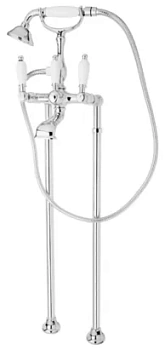 Смеситель CEZARES VDP-01-Bi для ванны, напольный, ручной душ, хром/ручки белые