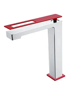 Смеситель Boheme 142-CRR для раковины, на 1 отверстие, однозахватный, хром+красный