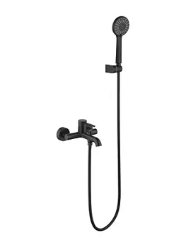 Смеситель для ванны/душа Aquatek AQ1349MB настенный, с душевым гарнитуром, черный матовый