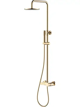 Душевая система Boheme 128-GG.2 настенная, с изливом, верхний/ручной душ, золото
