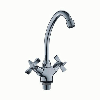 Смеситель Ledeme Н22 для кухни, поворотный излив, двухзахватный, хром L4922