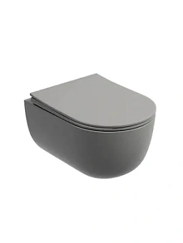 Унитаз подвесной Ceramicanova 490х355х320 без ободка, сиденье м/л, антрацит матовый CN6063MH