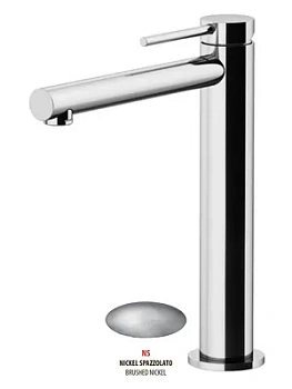 Смеситель GATTONI 9046/90NS для раковины, с донным клапаном, никель браш