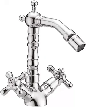 Смеситель CEZARES BS2-01 для биде, двухзахватный, с донным клапаном, излив 134 мм, хром