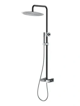 Душевая система Boheme 128-BCR.2 настенная, с изливом, верхний/ручной душ, черный+хром