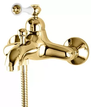 Смеситель CEZARES -VM-03/24-Bi для ванны/душа, однорычажный, золото/ручка белая