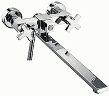 Смеситель Ledeme Н84 настенный, для ванны и душа, двухзахватный, с душевой лейкой, хром L2584