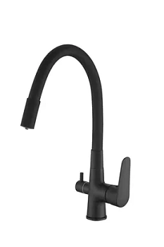 Смеситель для кухни ESKO Coral СL03B Total однозахватный, гибкий излив, канал для фильтр.воды, черный