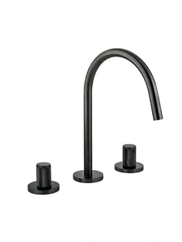 Смеситель GATTONI для раковины, ручки Ronco, с донным клапаном, чёрный мат 100/22NO