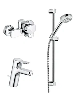 Набор смесителей KLUDI 3in1 для умывальника, ванны/душа, душевой гарнитур, хром 376850565