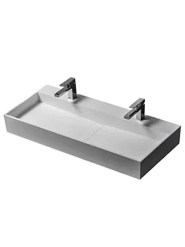 Раковина накладная ABBER (1200х400х150) двойная, искусственный камень, белый матовый AS2642