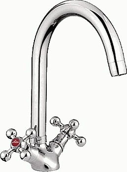 Смеситель Ledeme Н19 для кухни, двухзахватный, гибкий излив, хром L4319-3