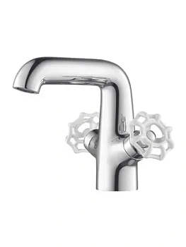 Смеситель Zeegres 19093001 для раковины, двухзахватный, белые ручки (19093001+95701010*2)