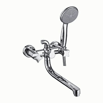 Смеситель Ledeme Н87 настенный, для ванны и душа, с душевой лейкой, хром L2587