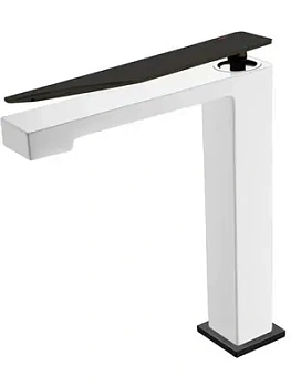 Смеситель Boheme 142-WB.2 для раковины, на 1 отверстие, однозахватный, белый+черный