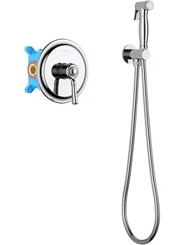 Набор с гигиеническим душем 4в1 Aquatek AQ1519CR встраиваемый, однозахватный, цвет: хром