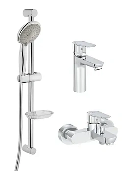Набор смесителей Vitra 3-в-1 для раковины, ванны и душа, душевой комплект,хром A42301EXP