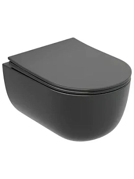 Унитаз подвесной Ceramicanova 490х355х320 без ободка, сиденье, темный антрацит мат. CN6063MDH