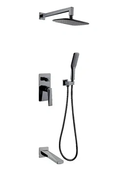 Душевая система Boheme 374-SGM-2 встраиваемая, верхний/ручной душ, с изливом, графит глянц