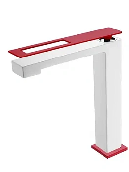 Смеситель Boheme 142-WR для раковины, на 1 отверстие, однозахватный, белый+красный