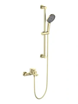 Смеситель для ванны/душа Aquatek AQ1748BG настенный, с душевым гарнитуром, золото шлифованное