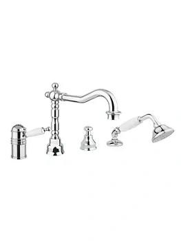 Смеситель на борт ванны Migliore термостат, на 4 отв., ручка белая, хром ML.OXF-6358.BI.CR