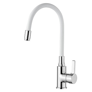 Смеситель Ledeme для кухни, с гибким изливом, однозахватный, белый L4898-3