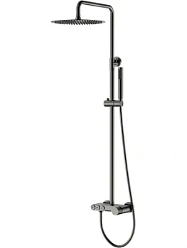 Душевая система Boheme 128-GM.2 настенная, с изливом, верхний/ручной душ, графит