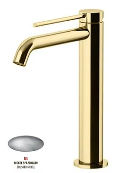 Смеситель GATTONI 9146/91NS для раковины, с донным клапаном, никель браш