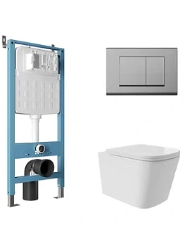 Инсталляция Aqueduto TECNICA NOVO + унитаз с сиденьем + клавиша смыва QUADRADO AQDS154Т