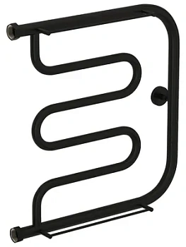 СУНЕРЖА Лира + 2 полки Полотенцесушитель 500х500 черный матовый, нак. гайка 1"