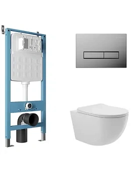 Инсталляция Aqueduto TECNICA N + унитаз с сиденьем + клавиша смыва RETANGULO AQDS111