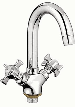 Смеситель Ledeme Н11 для раковины, поворотный излив, двухзахватный, хром L1111-2