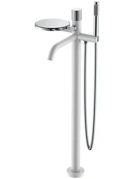 Смеситель Boheme 129-WCR.2 для ванны/душа, напольный, однозахв, с ручным душем, белый+хром